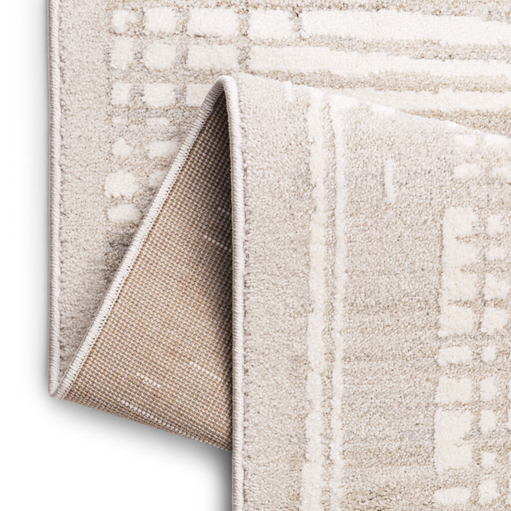 Tapis Trend Carré Beige Moderne à Lignes