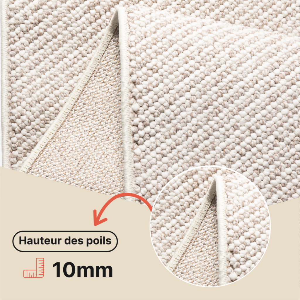 Tapis Agra Beige avec Franges Blanches
