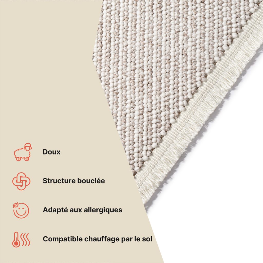 Tapis Agra Beige avec Franges Blanches