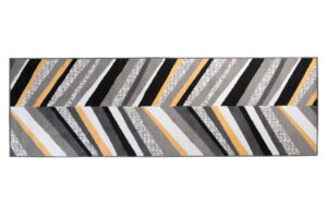 Tapis de Couloir Maya Gris Jaune Géométrique à Rayures