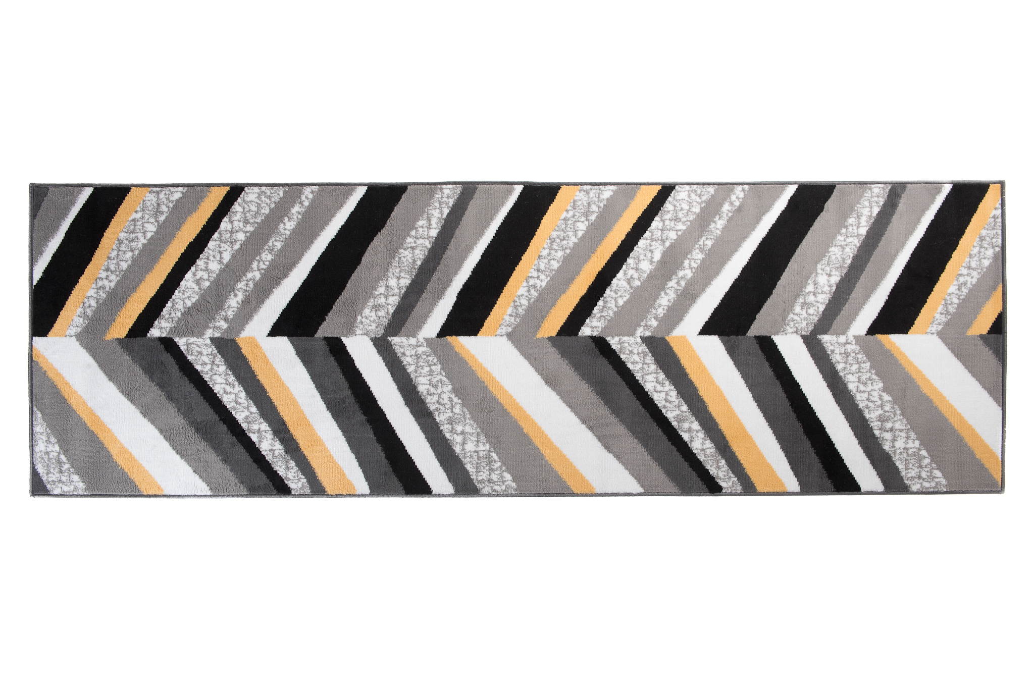 Tapis de Couloir Maya Gris Jaune Géométrique à Rayures