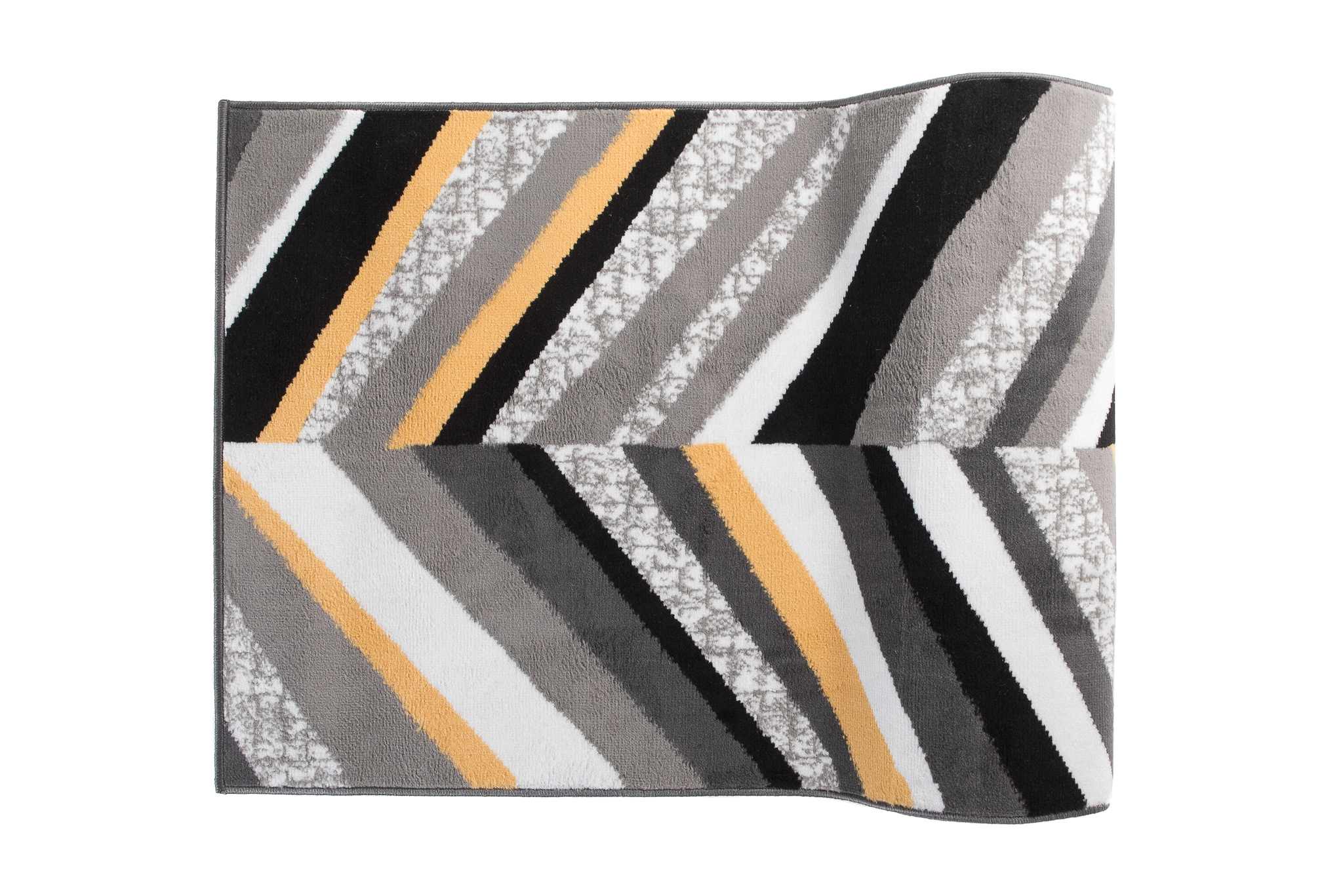 Tapis de Couloir Maya Gris Jaune Géométrique à Rayures