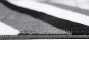 Tapis de Couloir Maya Gris Jaune Géométrique à Rayures