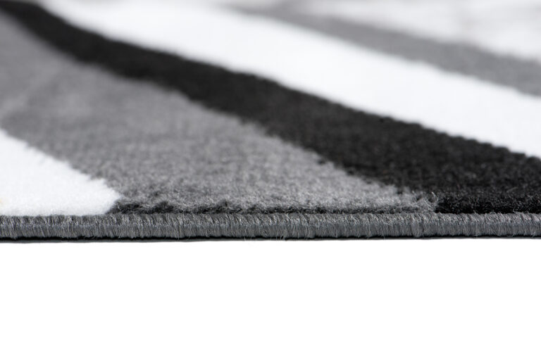 Tapis de Couloir Maya Gris Jaune Géométrique à Rayures