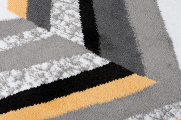 Tapis de Couloir Maya Gris Jaune Géométrique à Rayures