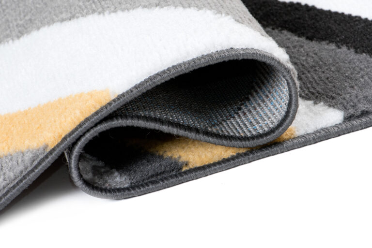 Tapis de Couloir Maya Gris Jaune Géométrique à Rayures