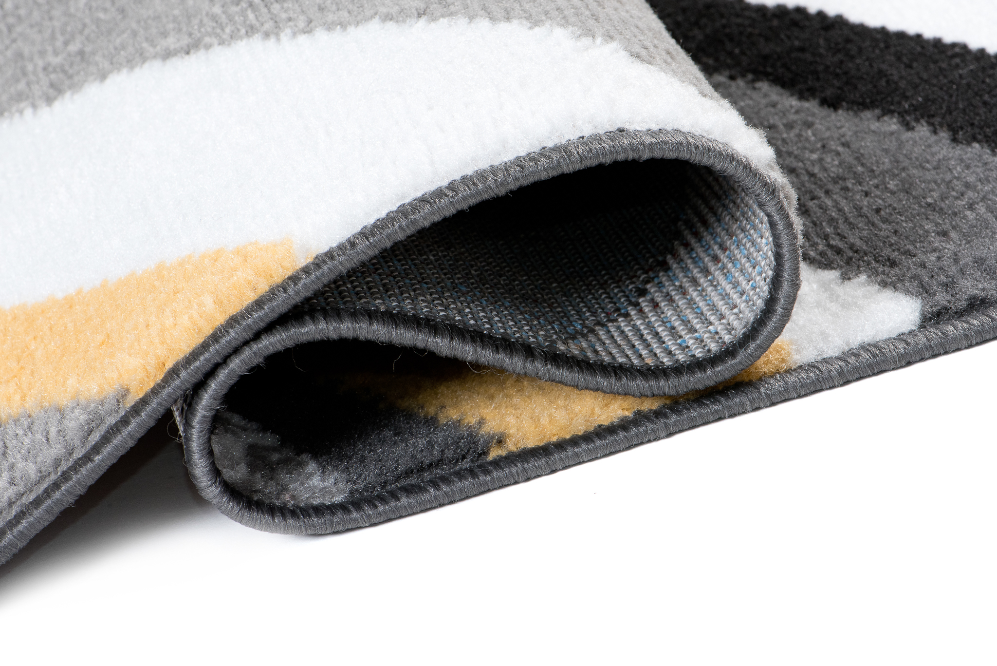 Tapis de Couloir Maya Gris Jaune Géométrique à Rayures