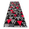 Tapis de Couloir Maya Gris Rouge Géométrique à Triangles