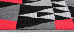 Tapis de Couloir Maya Gris Rouge Géométrique à Triangles