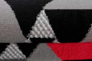 Tapis de Couloir Maya Gris Rouge Géométrique à Triangles