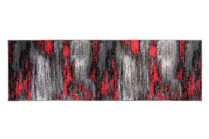 Tapis de Couloir Maya Gris Noir Rouge Abstrait