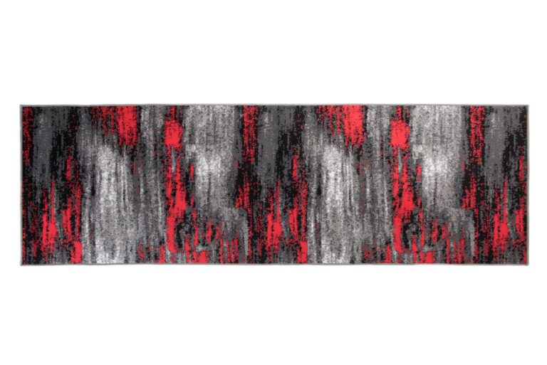 Tapis de Couloir Maya Gris Noir Rouge Abstrait