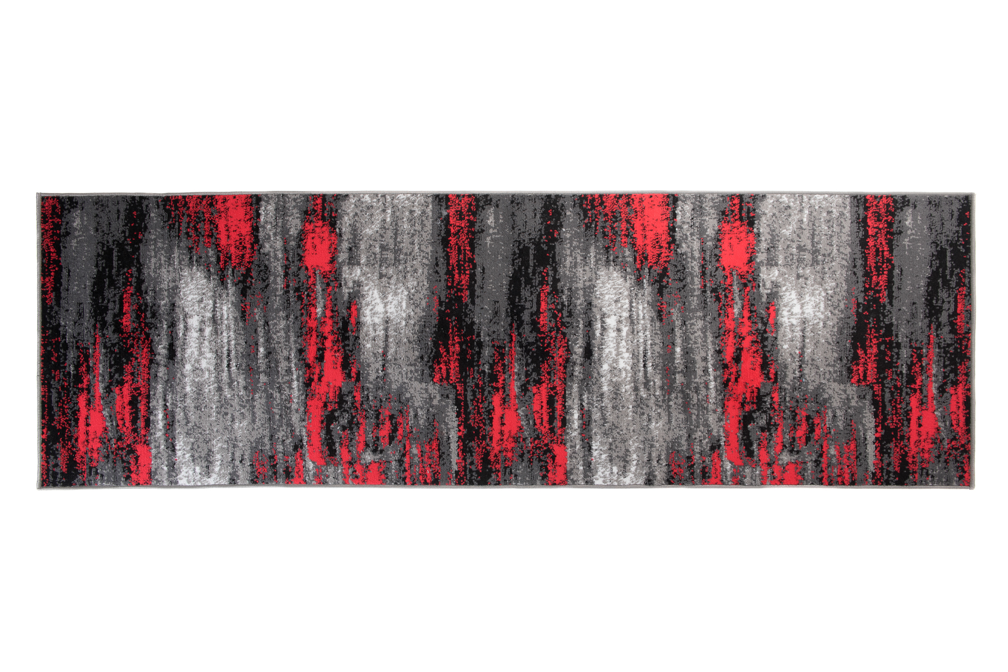 Tapis de Couloir Maya Gris Noir Rouge Abstrait