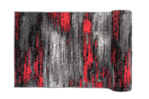 Tapis de Couloir Maya Gris Noir Rouge Abstrait