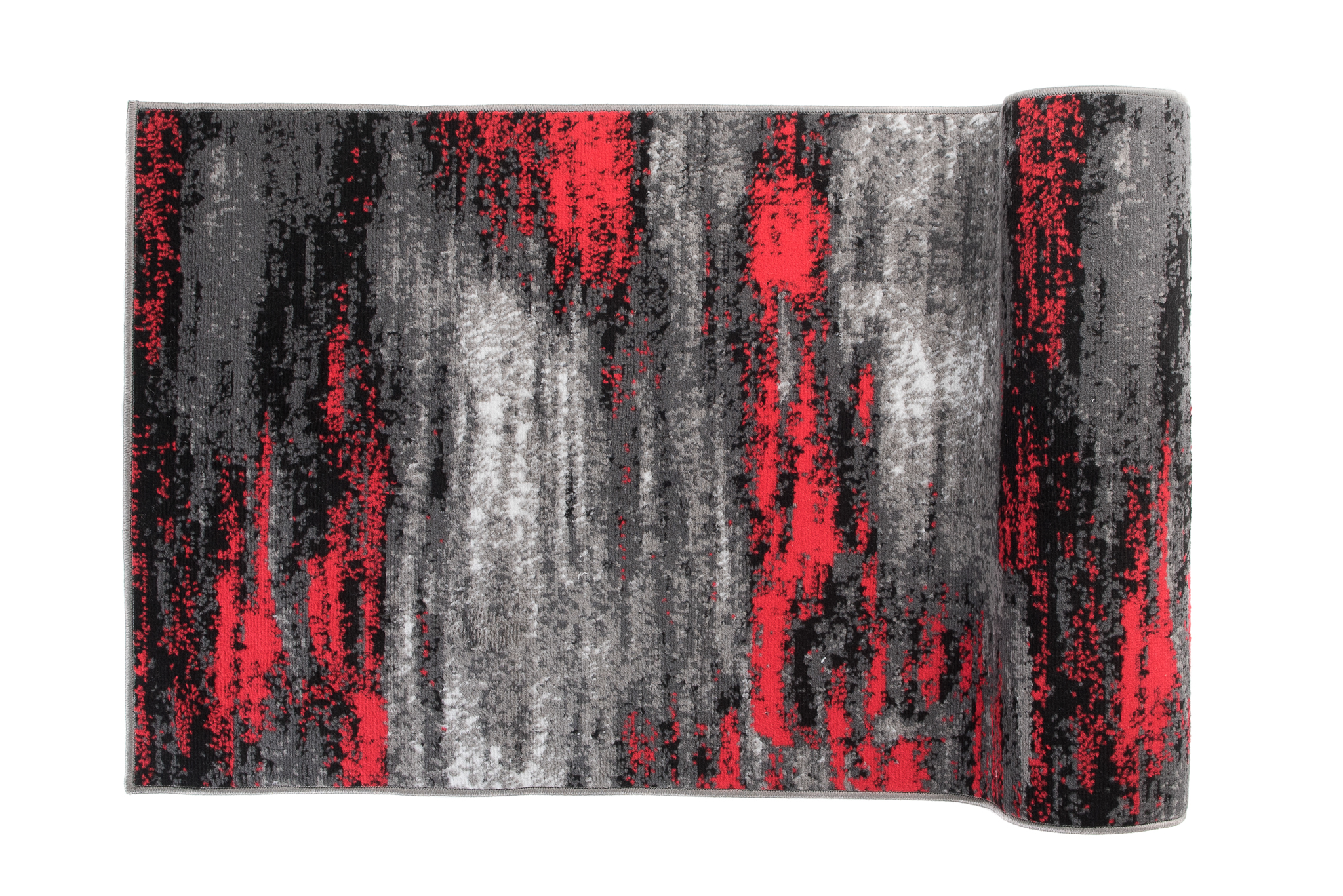 Tapis de Couloir Maya Gris Noir Rouge Abstrait
