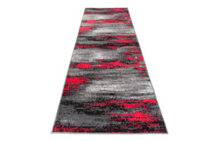 Tapis de Couloir Maya Gris Noir Rouge Abstrait
