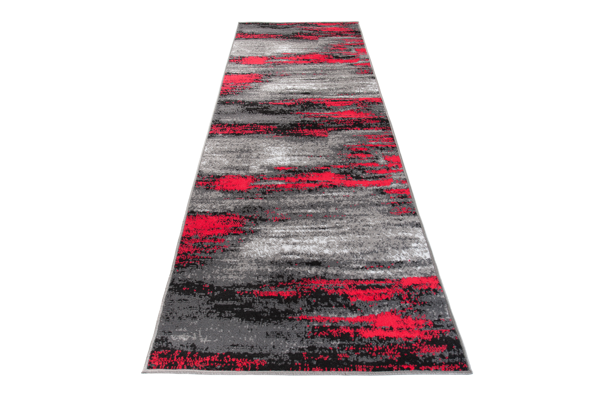 Tapis de Couloir Maya Gris Noir Rouge Abstrait