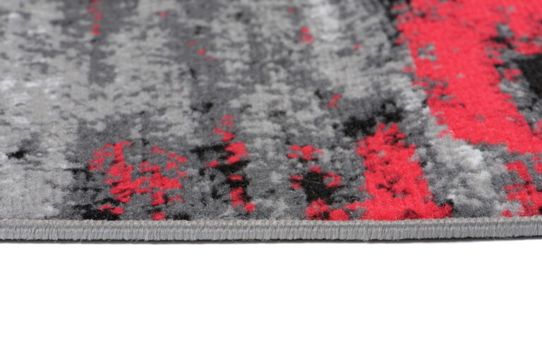 Tapis de Couloir Maya Gris Noir Rouge Abstrait