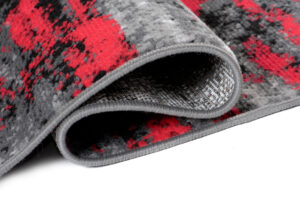 Tapis de Couloir Maya Gris Noir Rouge Abstrait