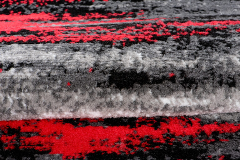 Tapis de Couloir Maya Gris Noir Rouge Abstrait