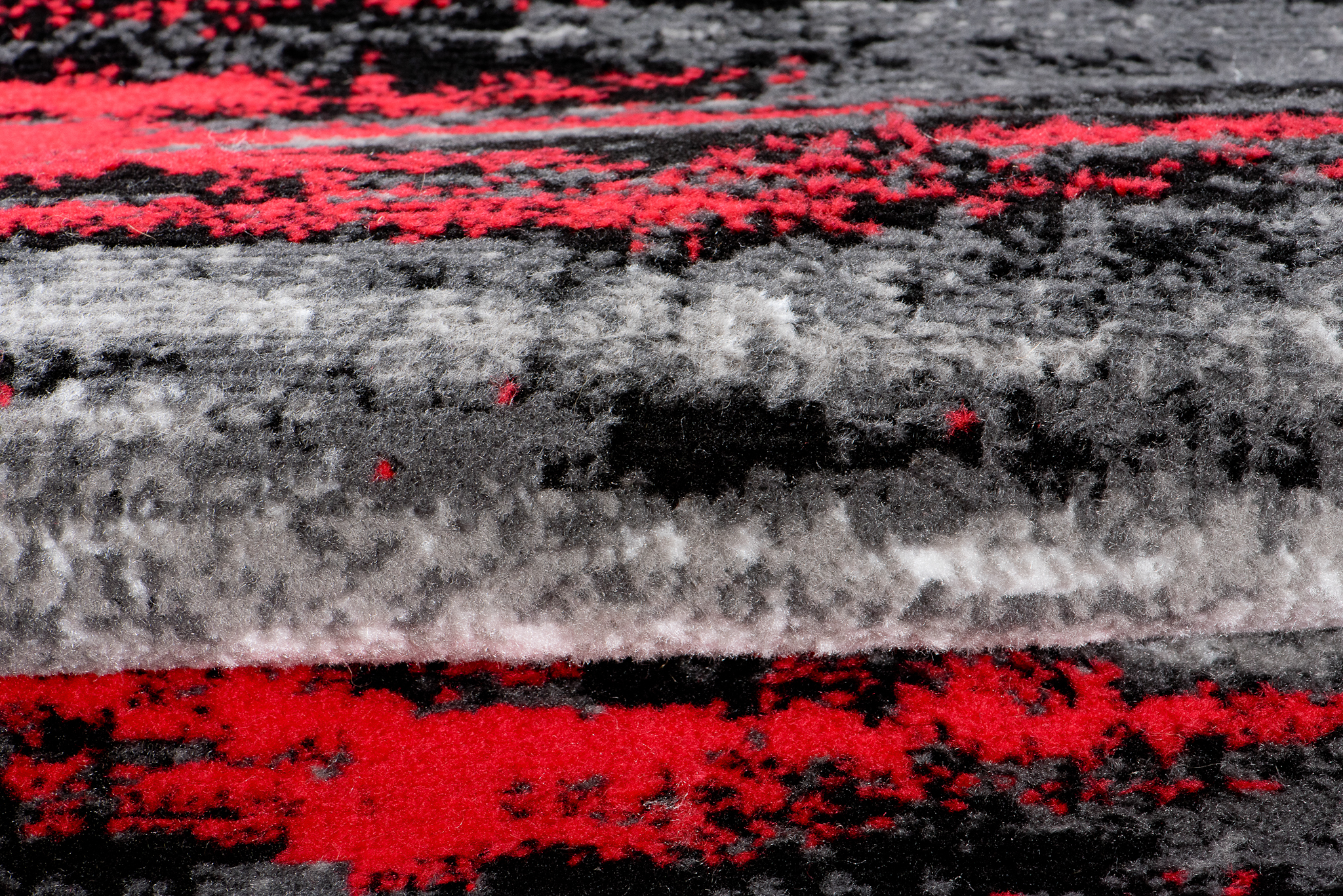 Tapis de Couloir Maya Gris Noir Rouge Abstrait
