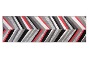 Tapis de Couloir Maya Gris Rouge Géométrique à Rayures