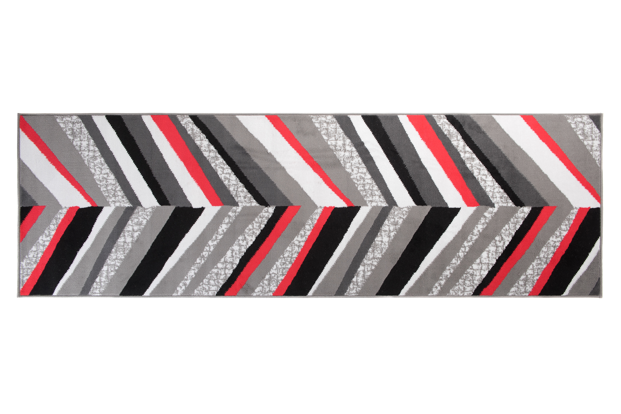 Tapis de Couloir Maya Gris Rouge Géométrique à Rayures