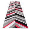 Tapis de Couloir Maya Gris Rouge Géométrique à Rayures