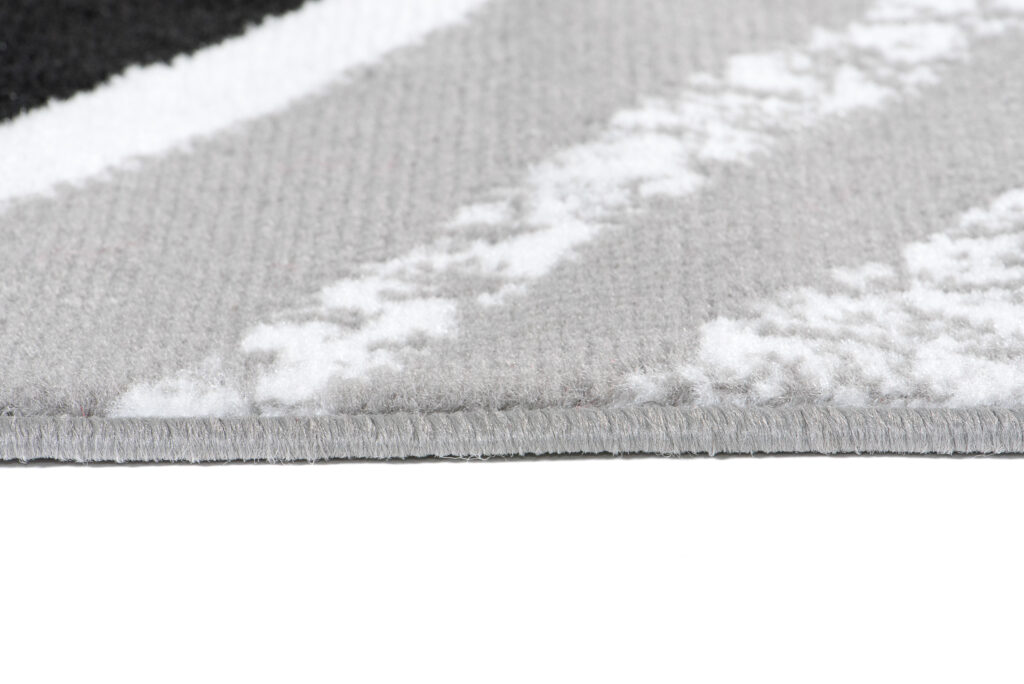 Tapis de Couloir Maya Gris Rouge Géométrique à Rayures