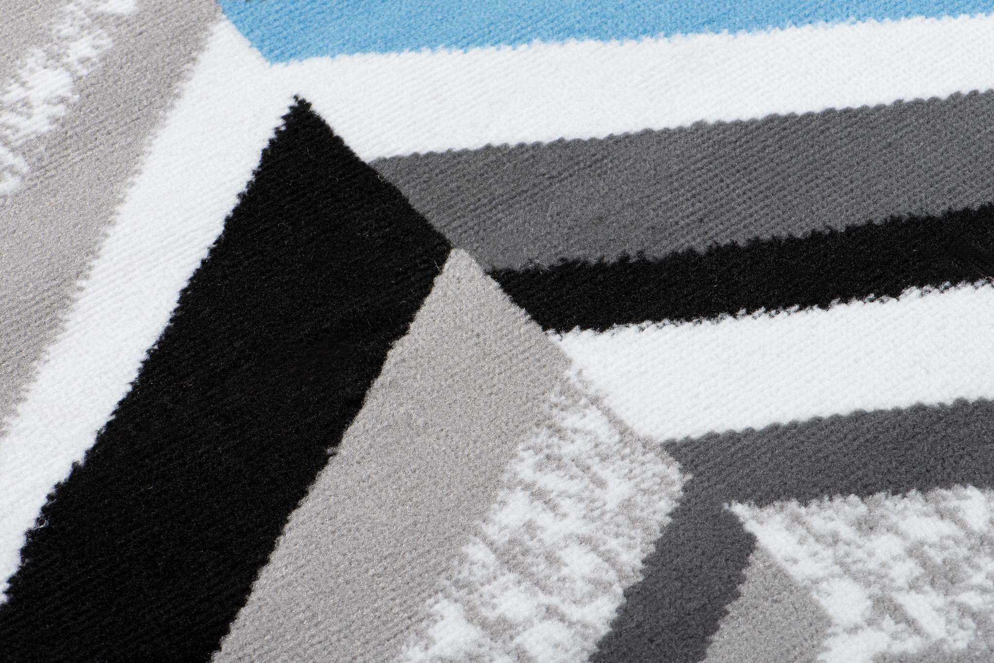 Tapis de Couloir Maya Gris Bleu Géométrique à Rayures