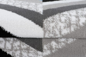 Tapis de Couloir Maya Gris Bleu Géométrique à Rayures