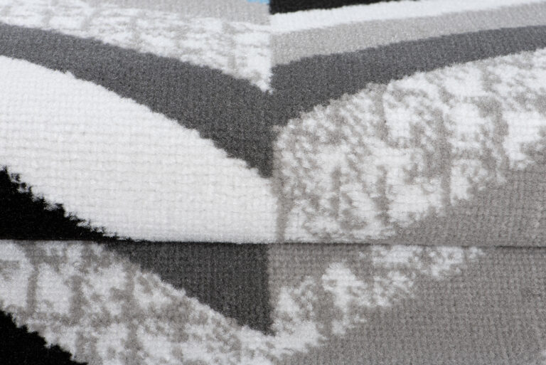 Tapis de Couloir Maya Gris Bleu Géométrique à Rayures