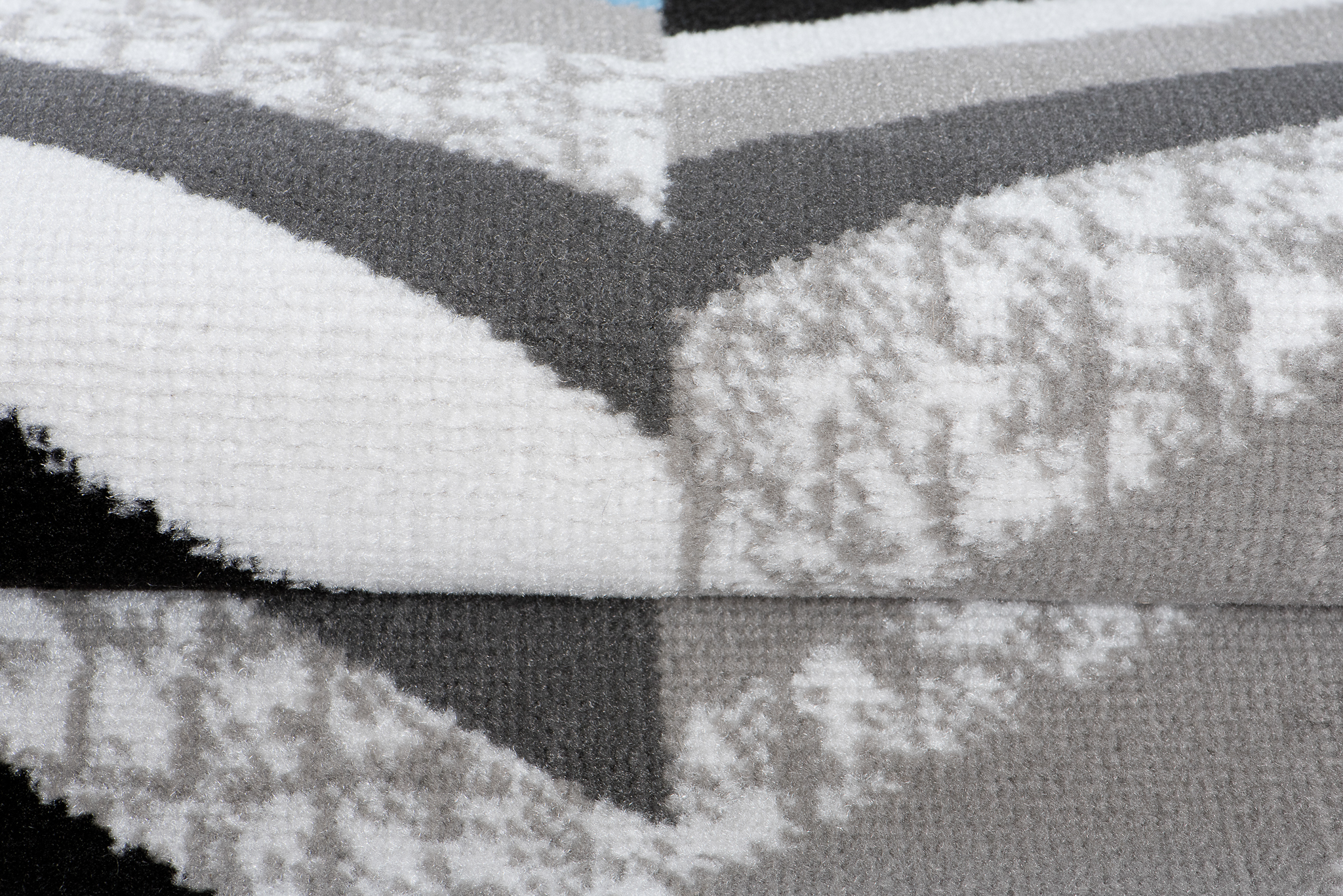 Tapis de Couloir Maya Gris Bleu Géométrique à Rayures