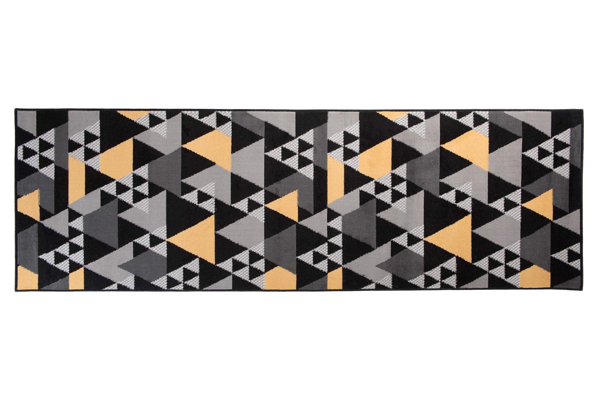 Tapis de Couloir Maya Gris Jaune Géométrique à Triangles