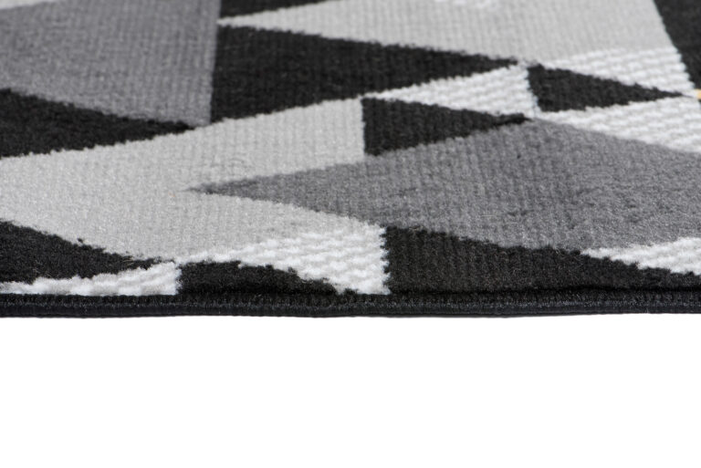 Tapis de Couloir Maya Gris Jaune Géométrique à Triangles