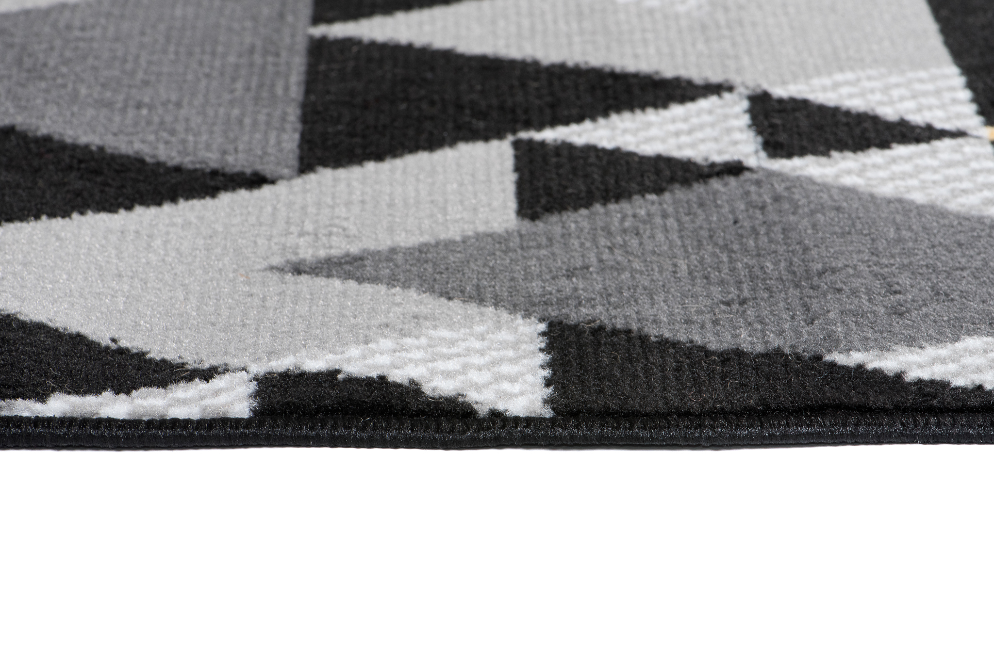 Tapis de Couloir Maya Gris Jaune Géométrique à Triangles