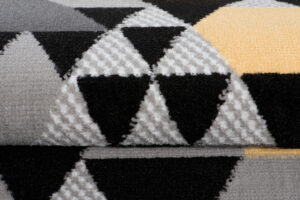 Tapis de Couloir Maya Gris Jaune Géométrique à Triangles