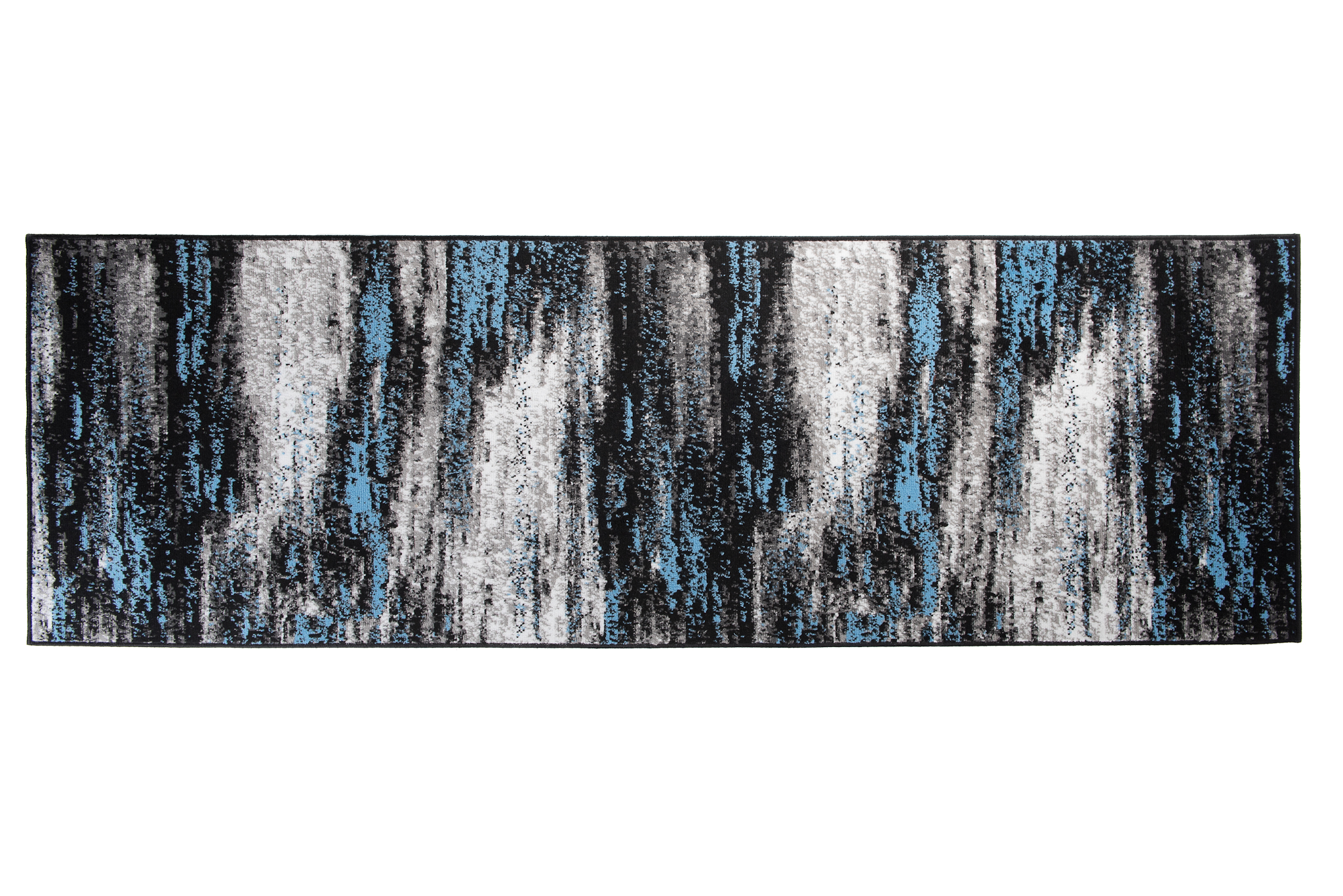 Tapis de Couloir Maya Gris Noir Bleu Abstrait