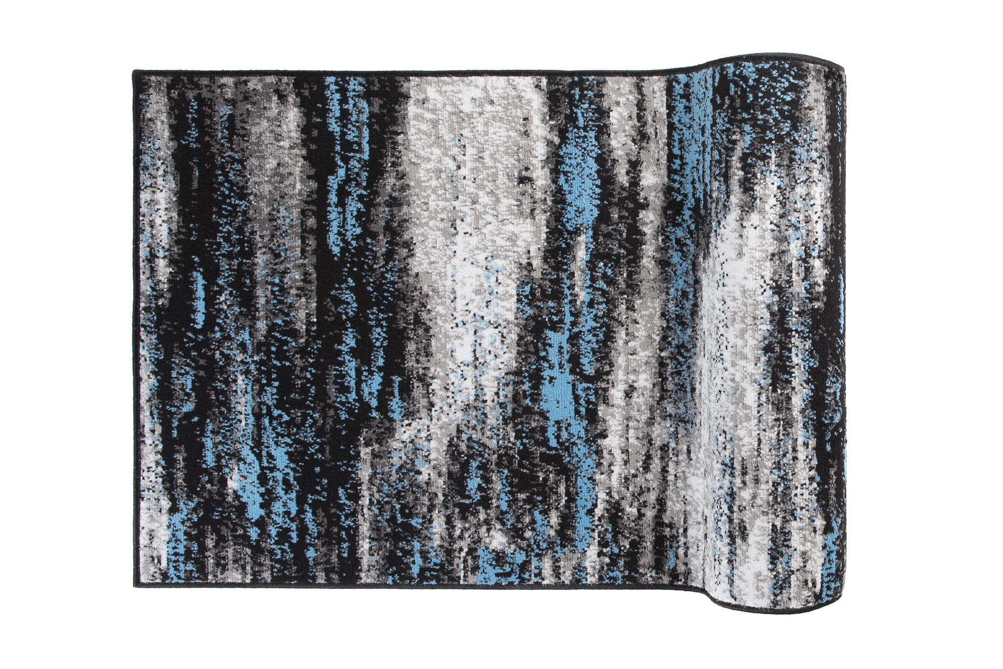 Tapis de Couloir Maya Gris Noir Bleu Abstrait