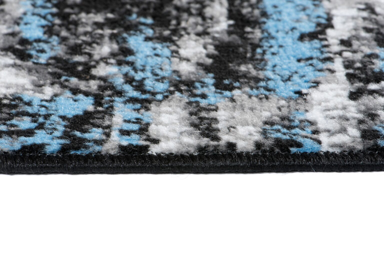 Tapis de Couloir Maya Gris Noir Bleu Abstrait