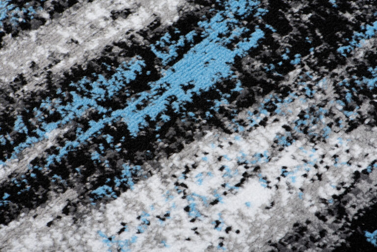 Tapis de Couloir Maya Gris Noir Bleu Abstrait