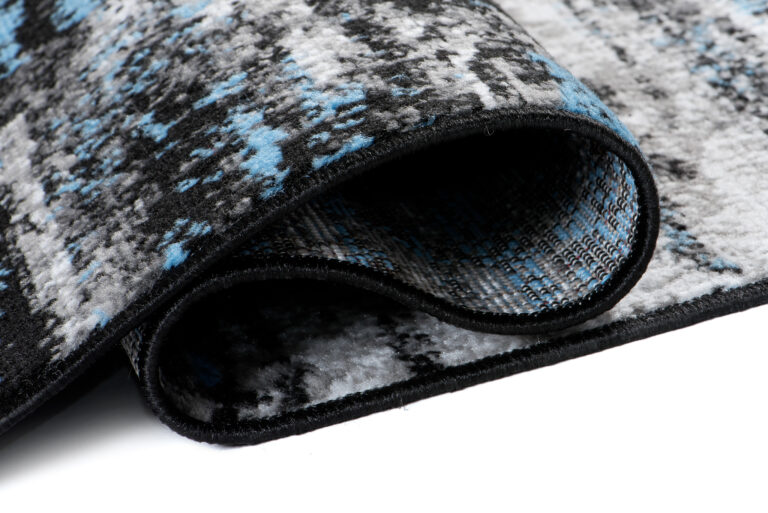 Tapis de Couloir Maya Gris Noir Bleu Abstrait