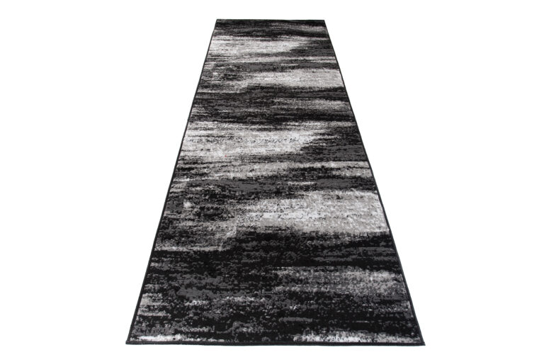 Tapis de Couloir Maya Gris Noir Abstrait