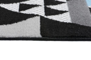 Tapis de Couloir Maya Gris Bleu Géométrique à Triangles