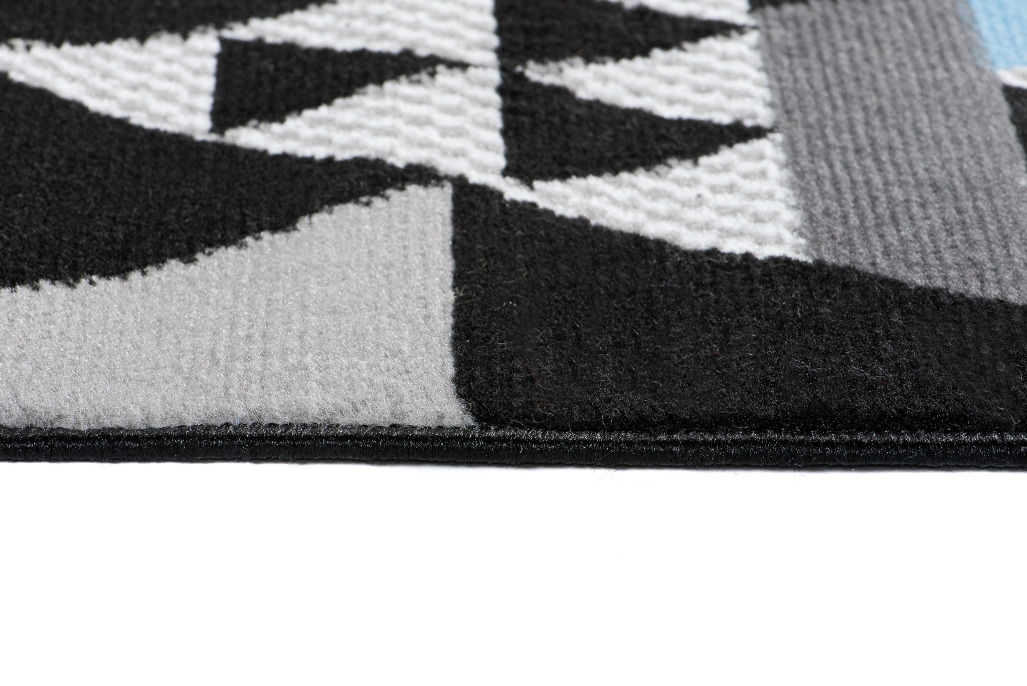 Tapis de Couloir Maya Gris Bleu Géométrique à Triangles