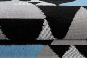 Tapis de Couloir Maya Gris Bleu Géométrique à Triangles