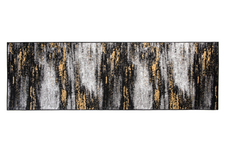 Tapis de Couloir Maya Gris Noir Jaune Abstrait