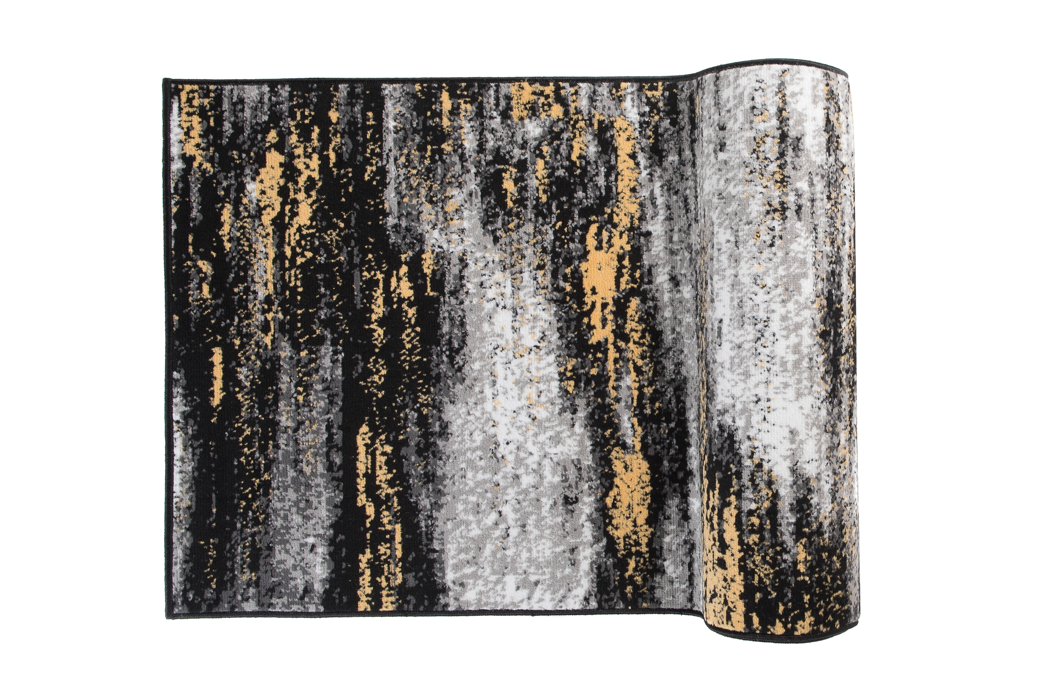 Tapis de Couloir Maya Gris Noir Jaune Abstrait