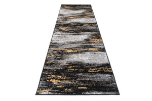 Tapis de Couloir Maya Gris Noir Jaune Abstrait