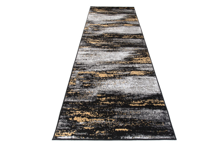 Tapis de Couloir Maya Gris Noir Jaune Abstrait